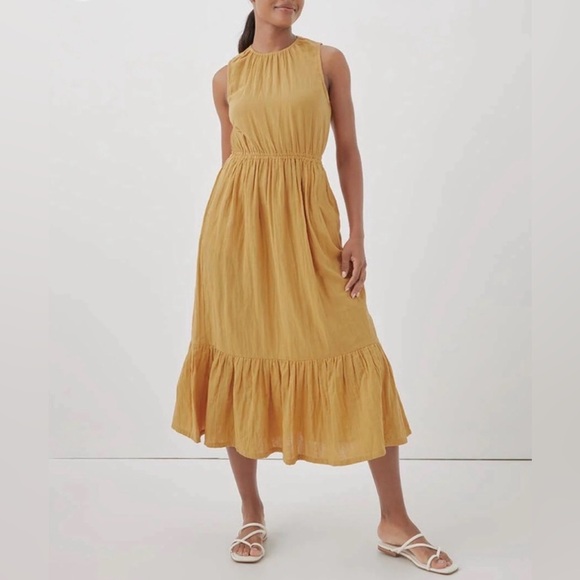Pact Dresses & Skirts - Pact 100% organic cotton bohemian feminine Mustard Midi Dress NWT